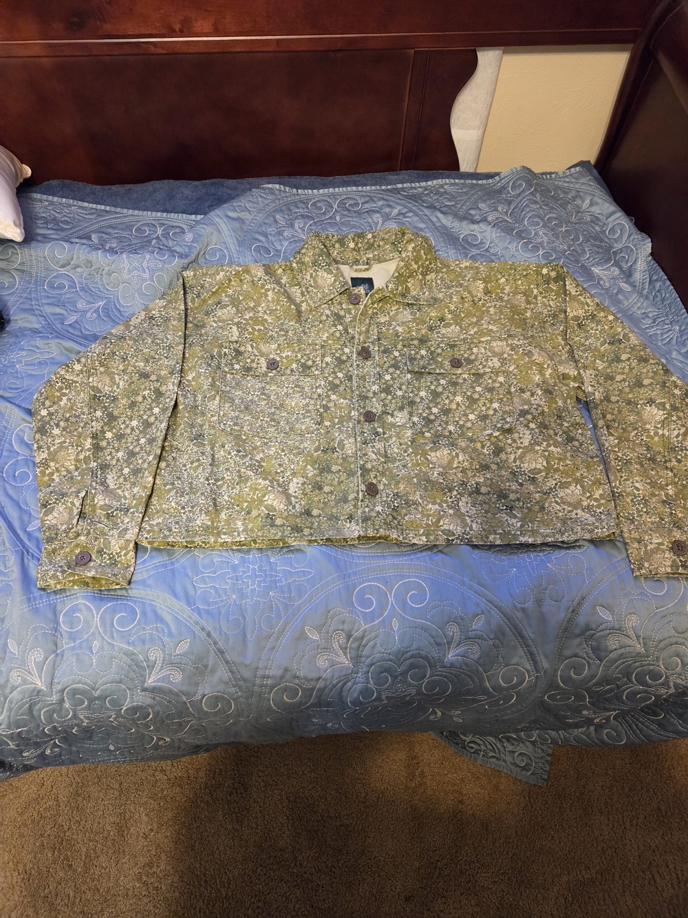 Wild Fable Sz L Green Floral Utility Jacket Nwt